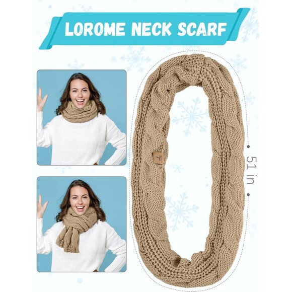 Women Khaki Knit Beanie Hat, Gloves, Scarf & Ear Warmer Set - Wintervvvvvvv - Picture 4 of 7